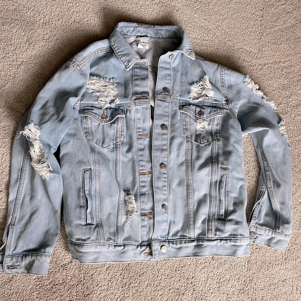 Topshop destroyed denim jacket sz 6